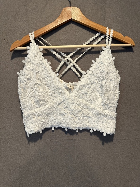 POL Tops - POL White Crochet Lace Bralette with Crisscross Straps